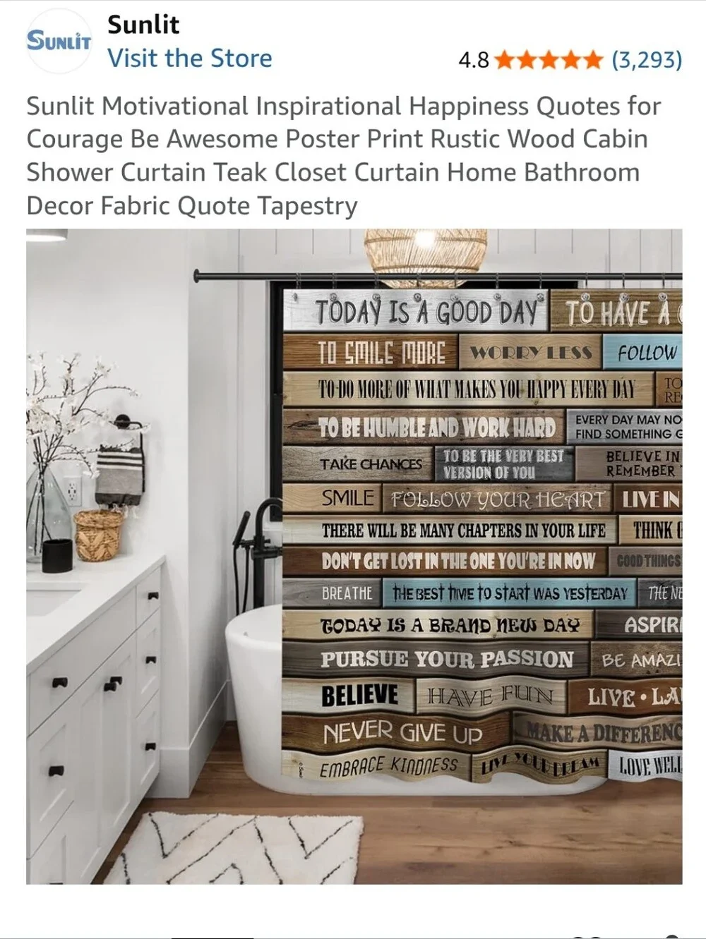 Rustic Motivational Shower Curtain - Multi Brown/Turquoise [72
